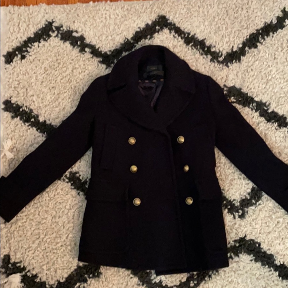 J. Crew navy blue Pea Coat with Gold Button